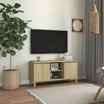 Meuble TV bois 2 portes 105x35