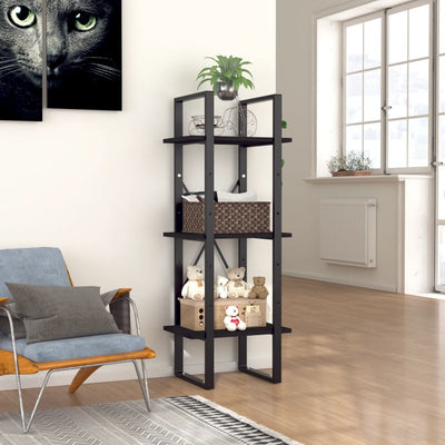Etagère en bois noir et métal 40x100 (MARKETPLACE)