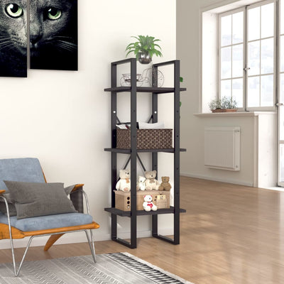 Etagère en bois gris foncé et métal 40x100 (MARKETPLACE)