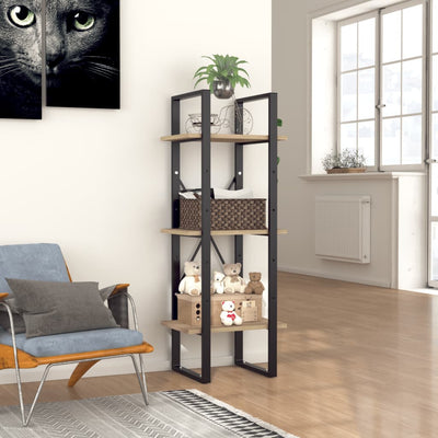 Etagère en bois foncé et métal 40x100