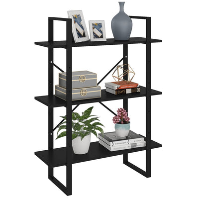 Etagère en bois noir et métal 80x100