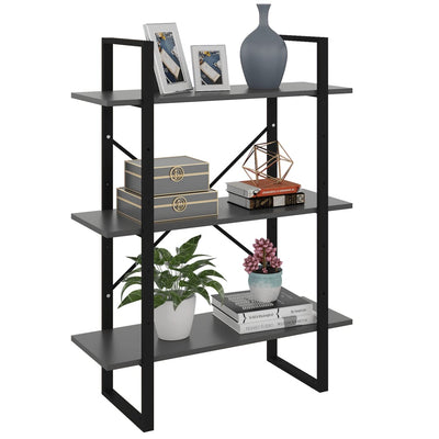 Etagère en bois gris et métal 80x100