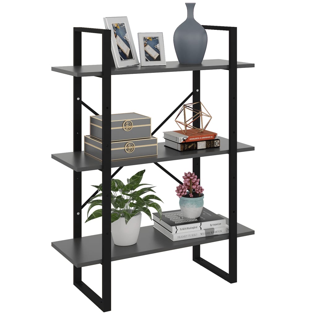 Estantería de madera gris y metal 80x100