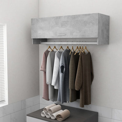 Penderie en bois gris + rangement 100x35