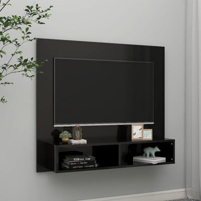 Meuble TV mural en bois noir laqué 102x90 (MARKETPLACE)