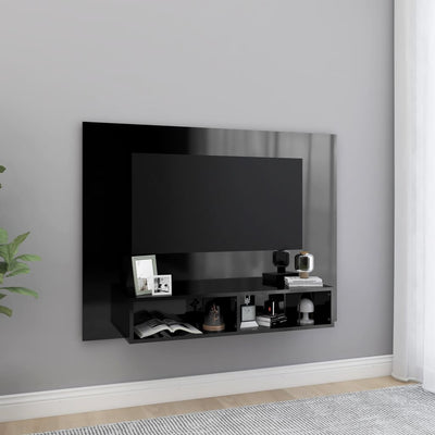 Meuble TV mural en bois noir laqué 120x90 (MARKETPLACE)