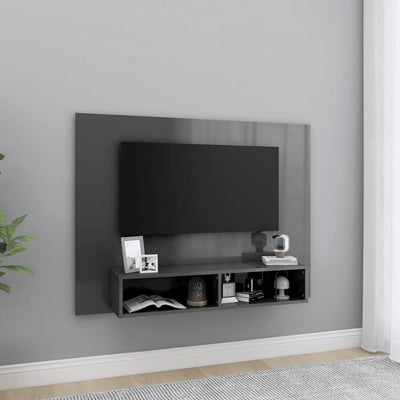 Meuble TV mural en bois gris laqué 120x90