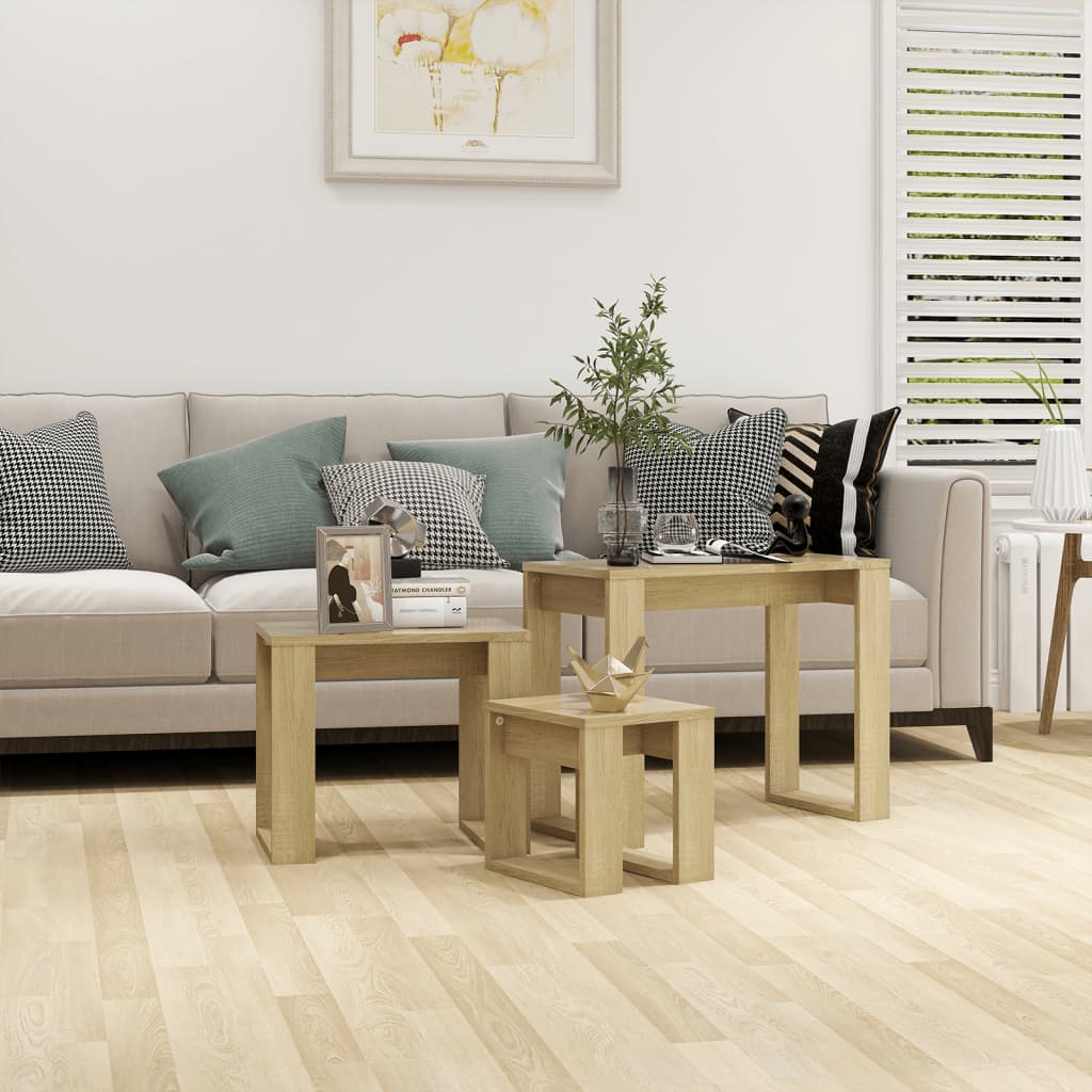 Lot de 3 tables basse en bois (MARKETPLACE)
