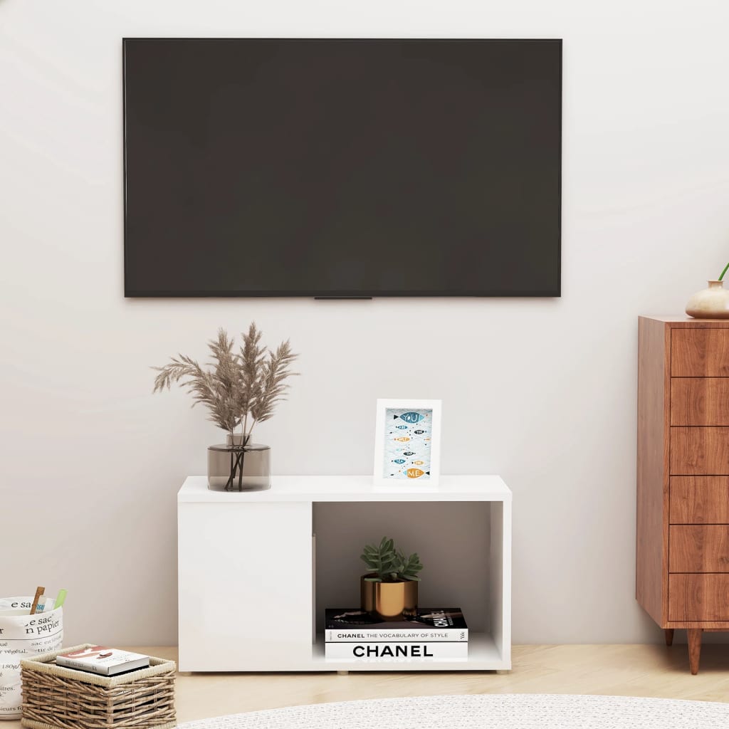 Meuble TV en bois blanc laqué 60x32 (MARKETPLACE)