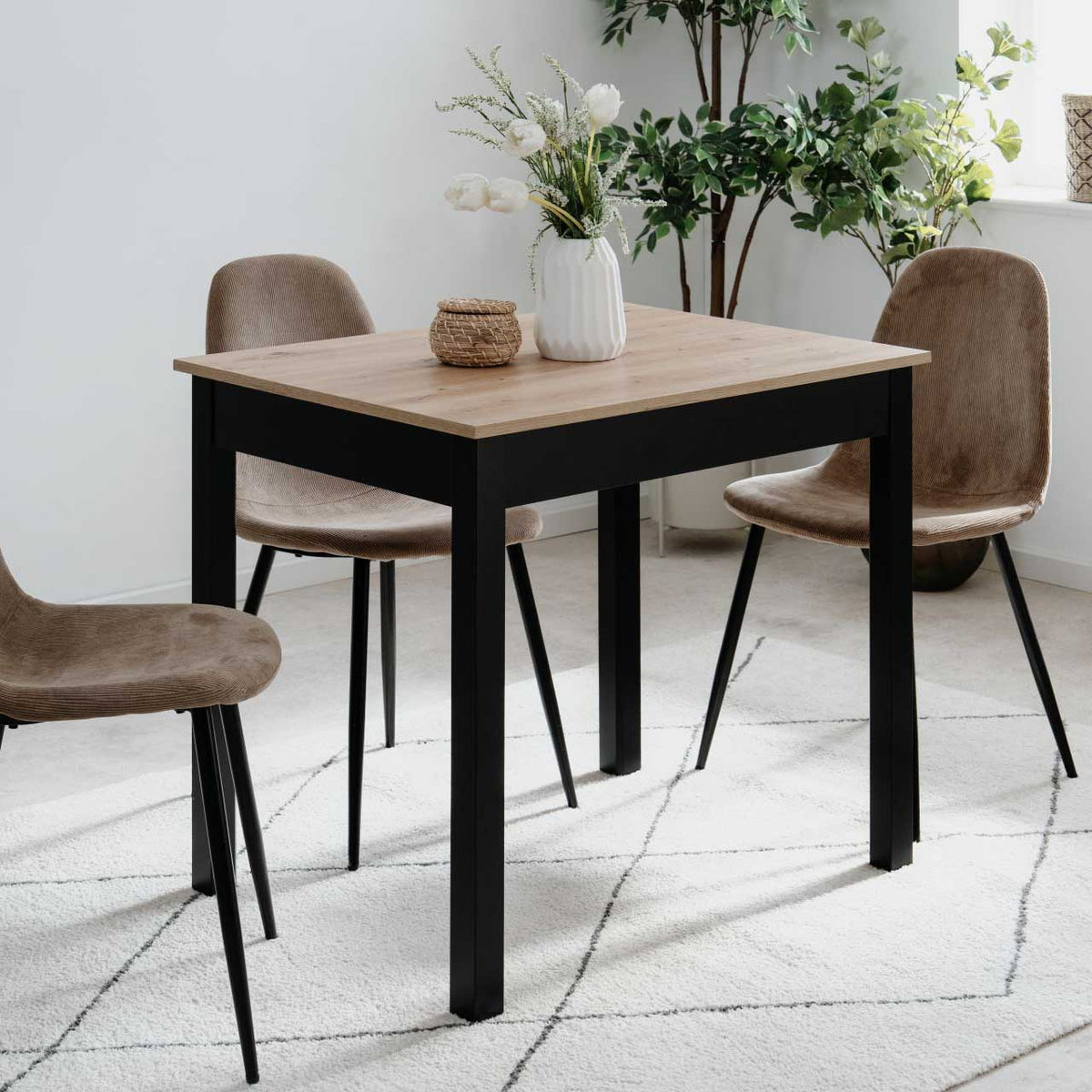 Table à manger 2 personnes en bois 67x90cm - Fabriqué en Europe