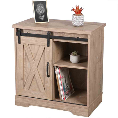 Commode en bois et métal porte coulissante