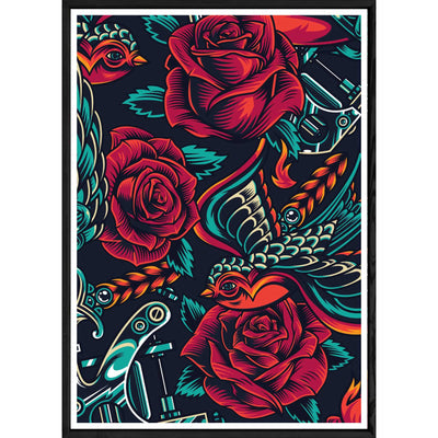 Tableau Flower avec cadre noir POP – Taille 32x42