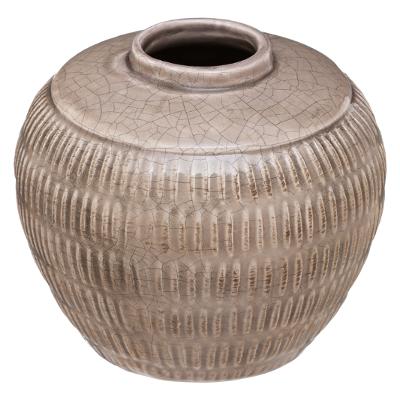 Vase ethnique marron en grès H14
