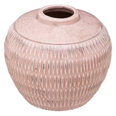 Vase ethnique rose en grès H14