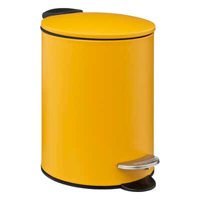 Poubelle ocre en métal et bois 3L