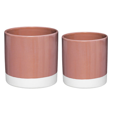 Lot de 2 pots en céramique rose