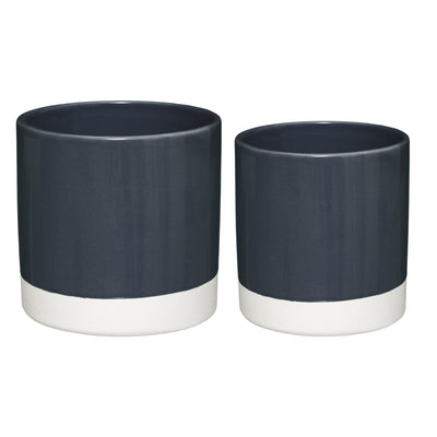 Lot de 2 pots en céramique bleu