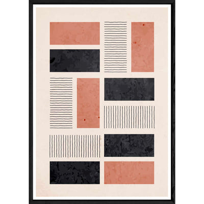 Tableau abstrait coloré avec cadre noir – Taille 32x42
