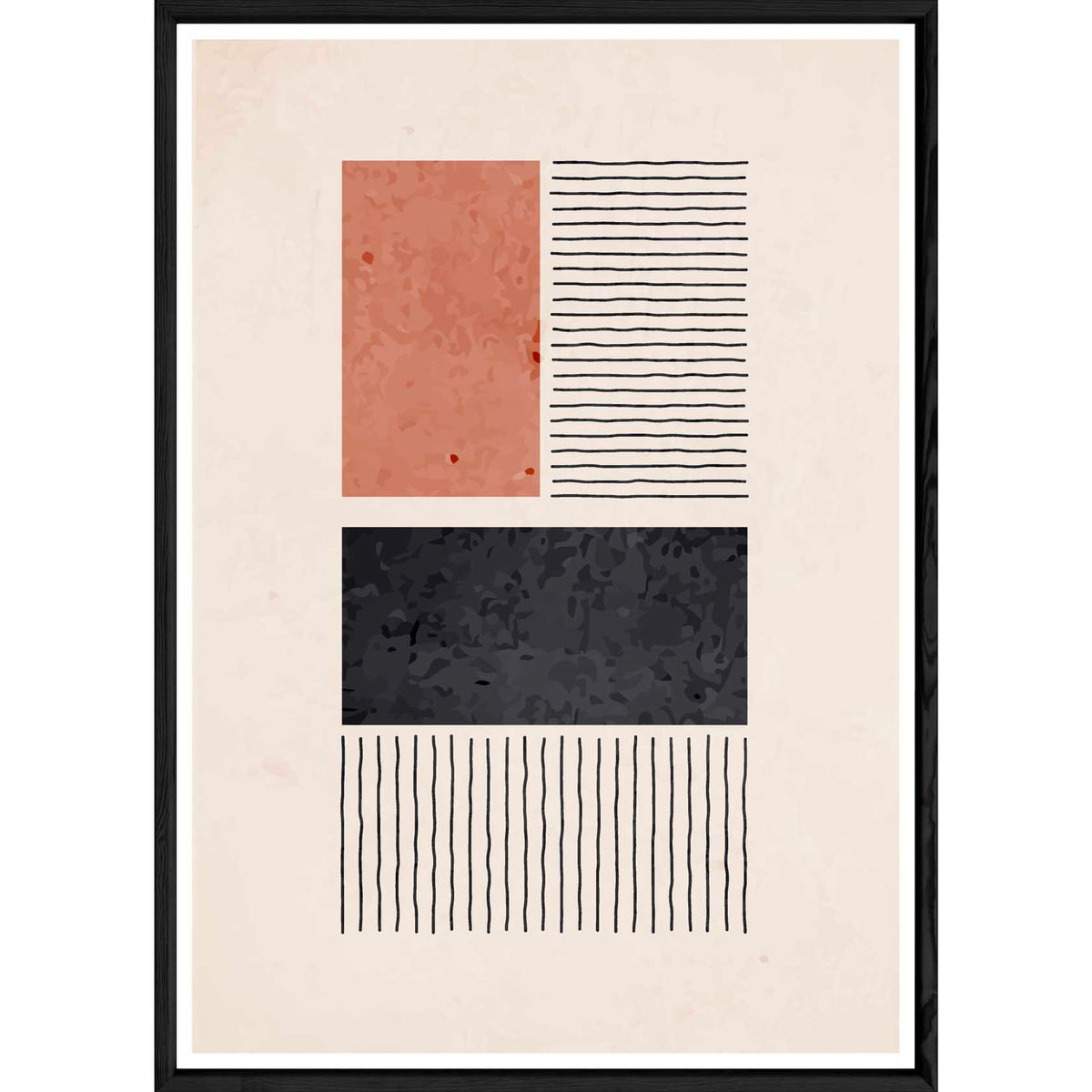 Cuadro abstracto colorido con marco negro – Tamaño 32x42