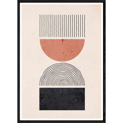 Tableau abstrait coloré avec cadre noir – Taille 32x42