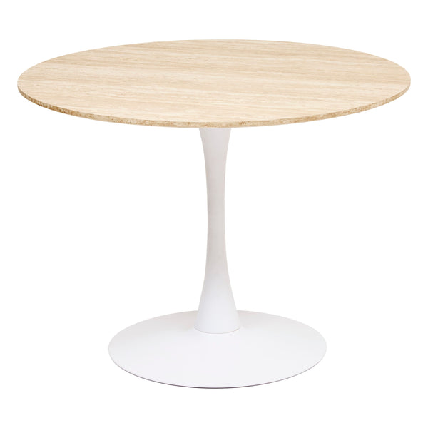 Table à manger ronde en bois effet travertin D100