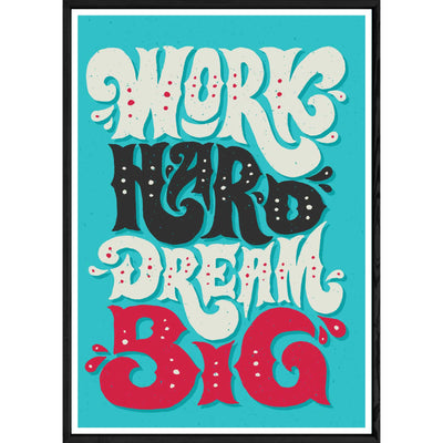 Tableau Work avec cadre noir POP – Taille 32x42