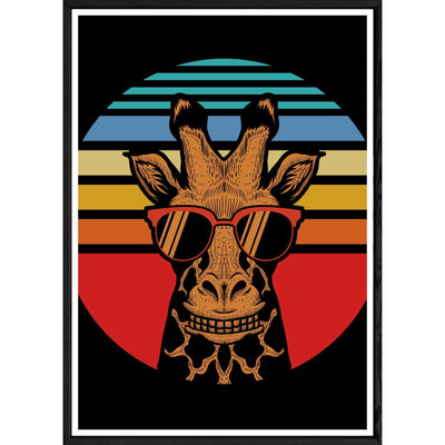 Tableau girafe avec cadre noir POP – Taille 32x42