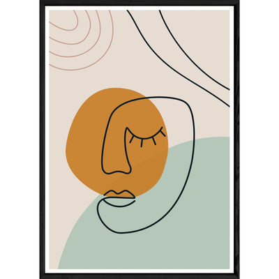 Tableau visage coloré avec cadre noir – Taille 32x42
