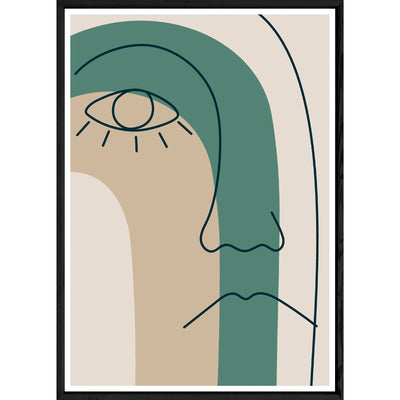 Tableau visage coloré avec cadre noir – Taille 32x42