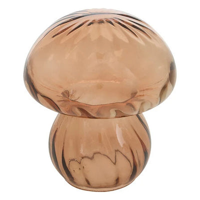 Déco à poser champignon en verre ambre H16