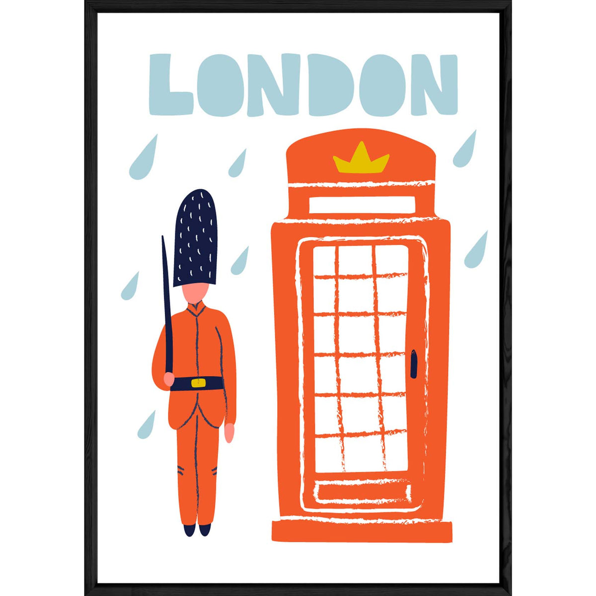 Tableau London avec cadre noir POP – Taille 32x42