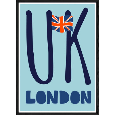 Tableau London avec cadre noir POP – Taille 32x42