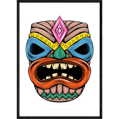 Tableau tiki avec cadre noir – Taille 32x42