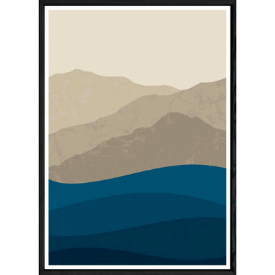 Tableau paysage et mer avec cadre noir – Taille 32x42