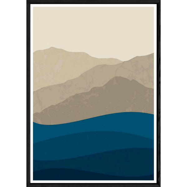 Tableau paysage et mer avec cadre noir – Taille 23x32