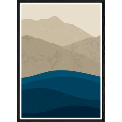 Tableau paysage et mer avec cadre noir – Taille 32x42