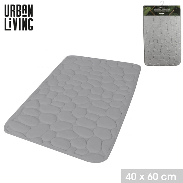 Tapis de salle de bain mémoire de forme galet 60 x 40 gris