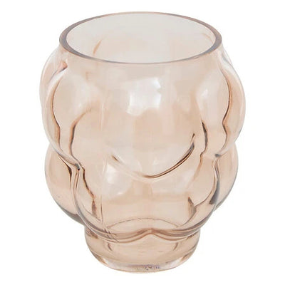 Vase en verre souflé rose clair H18