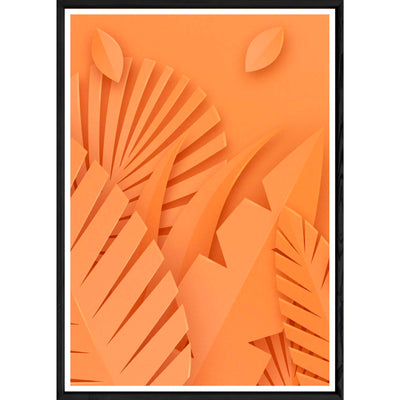 Tableau plante orange avec cadre noir POP – Taille 32x42