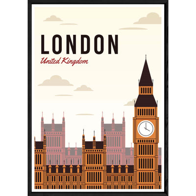 Tableau London avec cadre noir – Taille 32x42