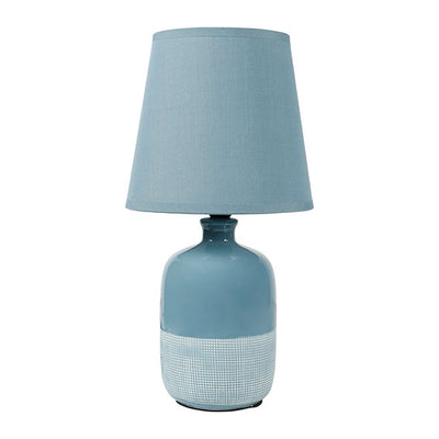 Lampe bouteille céramique bleue H34