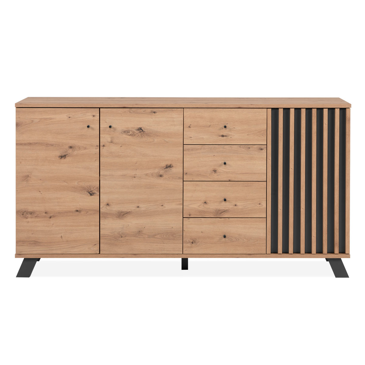 Buffet 3 portes + 4 tiroirs en bois L160 x P40 x H85cm - Fabriqué en Europe