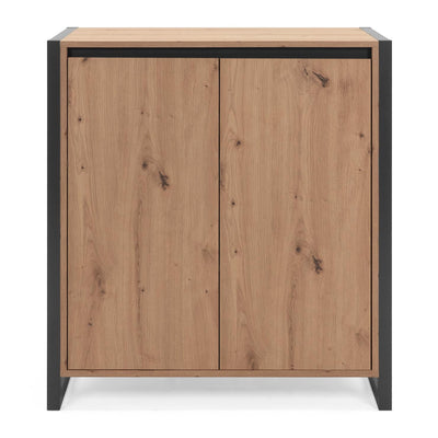 Commode 2 portes en bois et métal L80 X P40 X H80 Cm - Fabriqué en Europe
