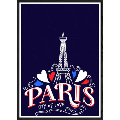 Tableau Paris avec cadre noir POP – Taille 32x42