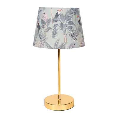 Lampe verte claire et pied métal doré H40