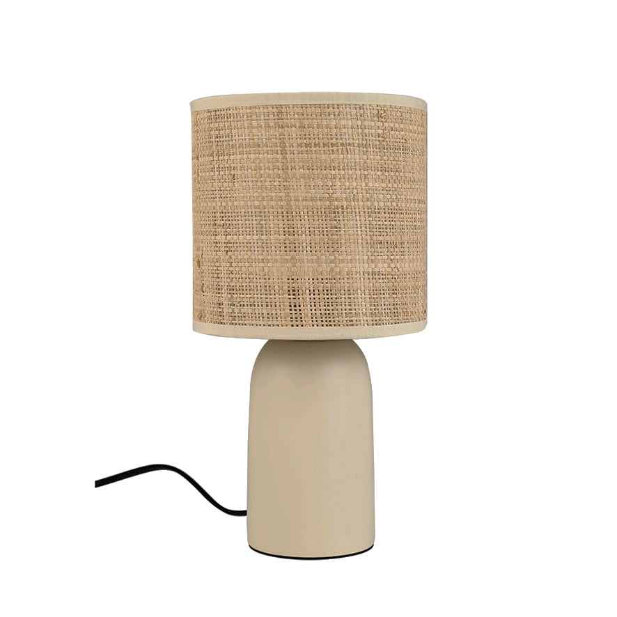 Lampe en céramique et rotin H29