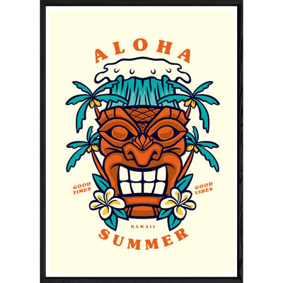 Tableau tiki avec cadre noir – Taille 32x42