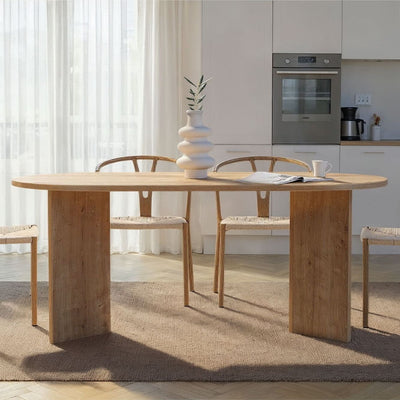 Table de salle à manger ovale - 180x90x75cm - bois clair