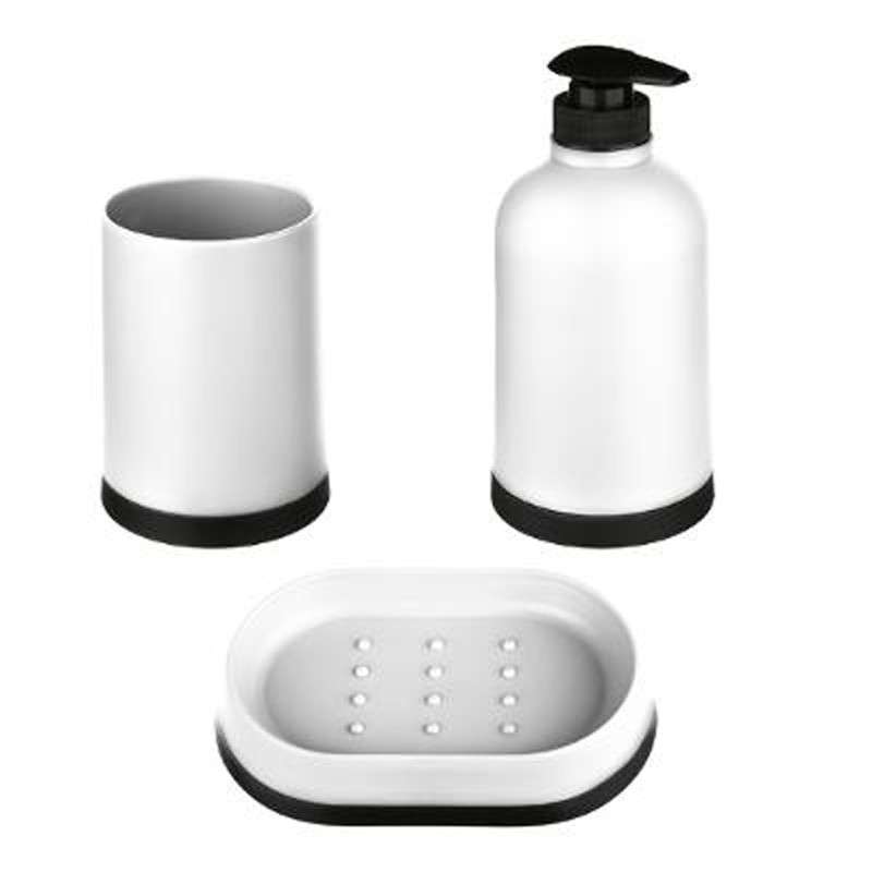 Lot de 3 accessoires SDB blanc