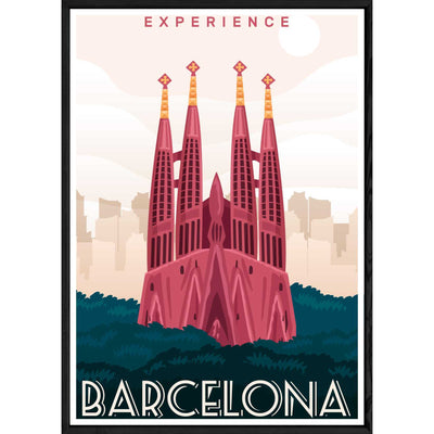 Tableau Barcelona avec cadre noir POP – Taille 32x42